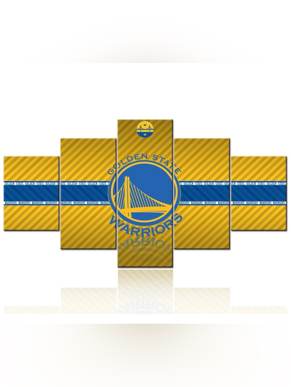 Golden State Warriors 5-Piece Multi-Panel Canvas Wall Art Set 24X48” Sport Decor